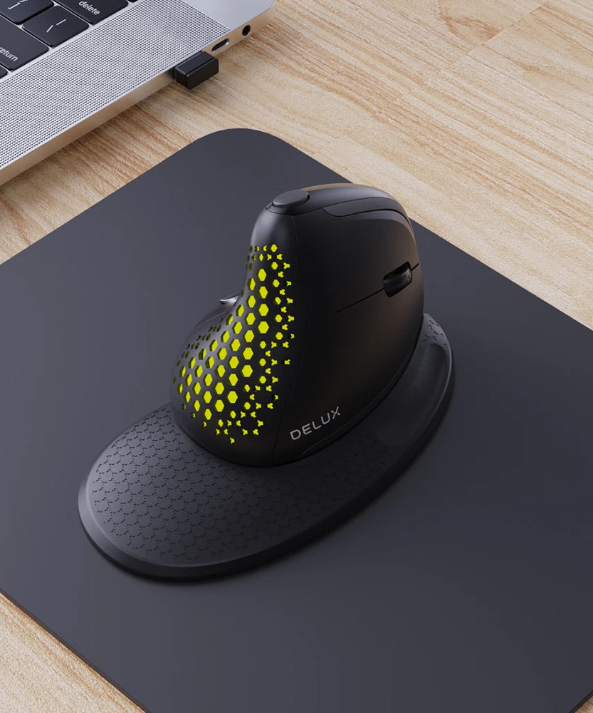 Delux Seeker M618XSD Ergonomic Vertical Mouse OLED Screen USB Wireless+BT 5.0  Rechargeable 1000hz Berichtsrate For PC Laptop