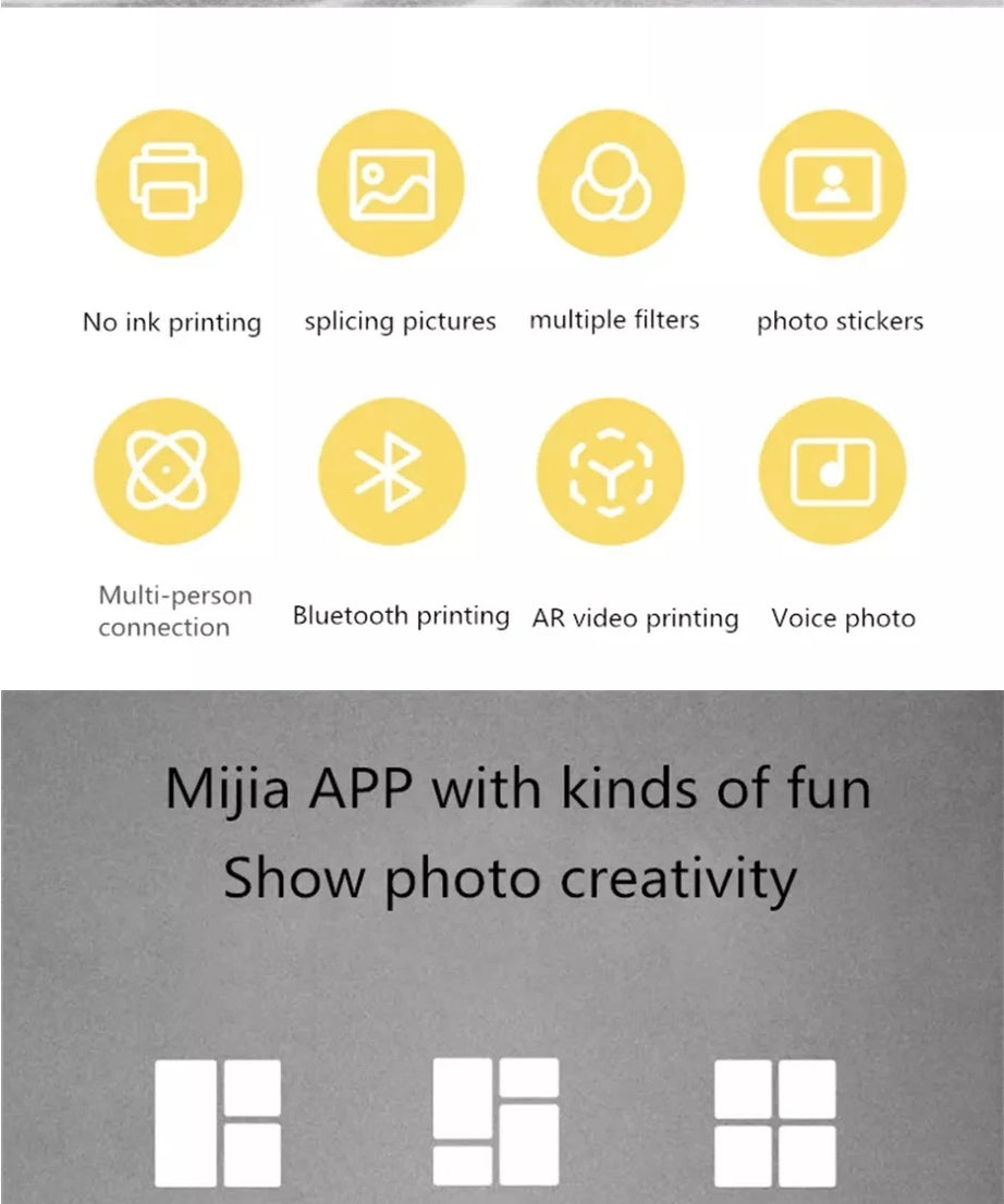 Xiaomi AR Printer 300dpi Portable Photo Mini Pocket With DIY Share 500mAh Picture Printer Pocket Printer Work With Mihome APP