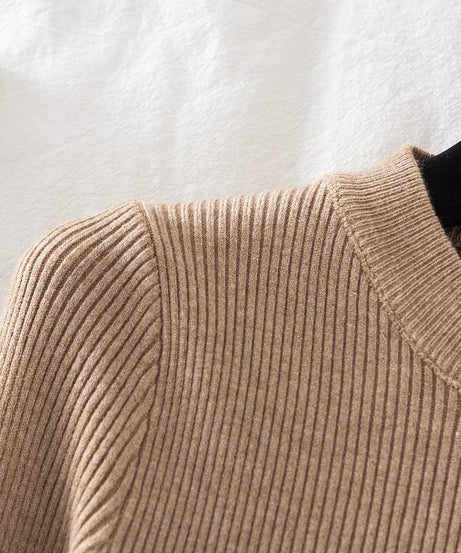 2025 women thick sweater pullovers khaki casual autumn winter button o-neck chic sweater female slim knit top soft jumper tops