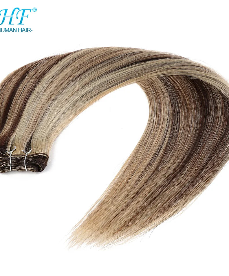 BHF 100% Human Hair Weaves Straight Russian Remy Natural Hair Weft 1piece 100g Black Brown Blonde Color Human Hair Extensions