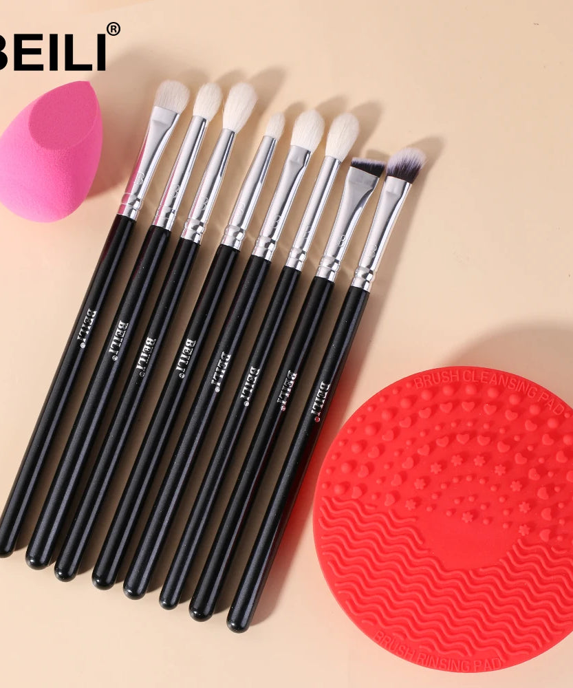 BEILI Professional 6/8pcs Classic Natural Eye Makeup Brushes Set Eyeshadow Eyebrow Blending Smokey Black Beauty Make up Brushes