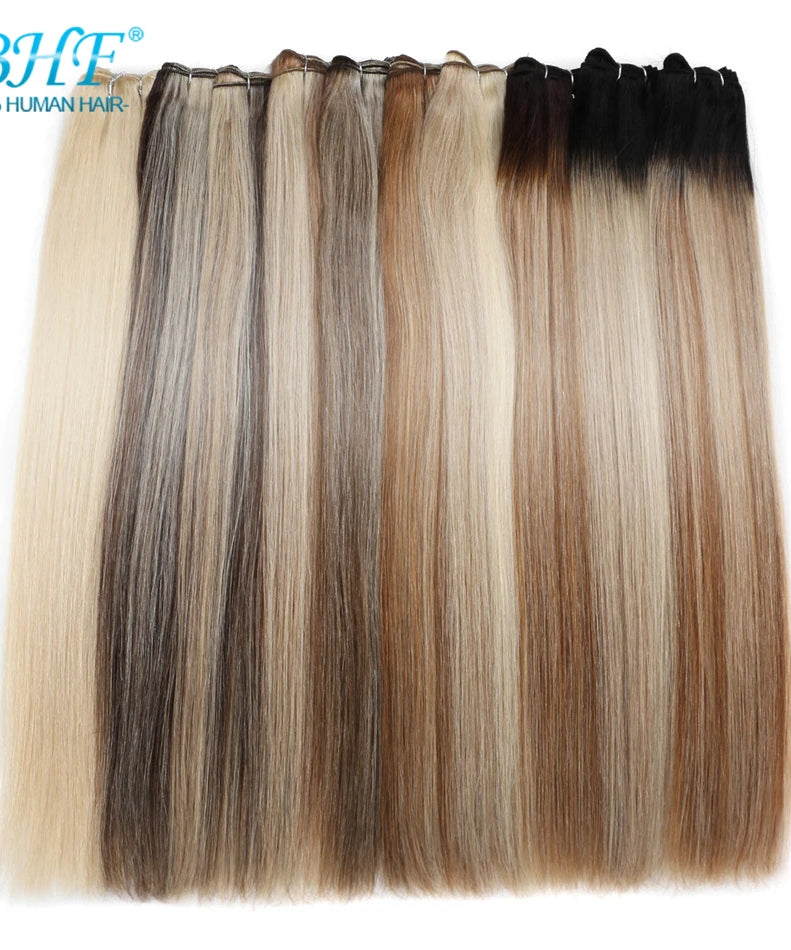 BHF 100% Human Hair Weaves Straight Russian Remy Natural Hair Weft 1piece 100g Black Brown Blonde Color Human Hair Extensions