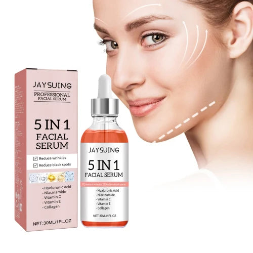 Jaysuing 5 in 1 Face Serum  Moisturizes Skin Firming Lightening Acne Spots Beautiful Skin Serum