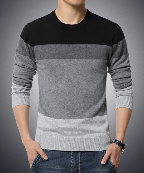 2025 Autumn Casual Men's Sweater O-Neck Striped Slim Fit Knittwear Mens Sweaters Pullovers Pullover Men Pull Homme M-4XL