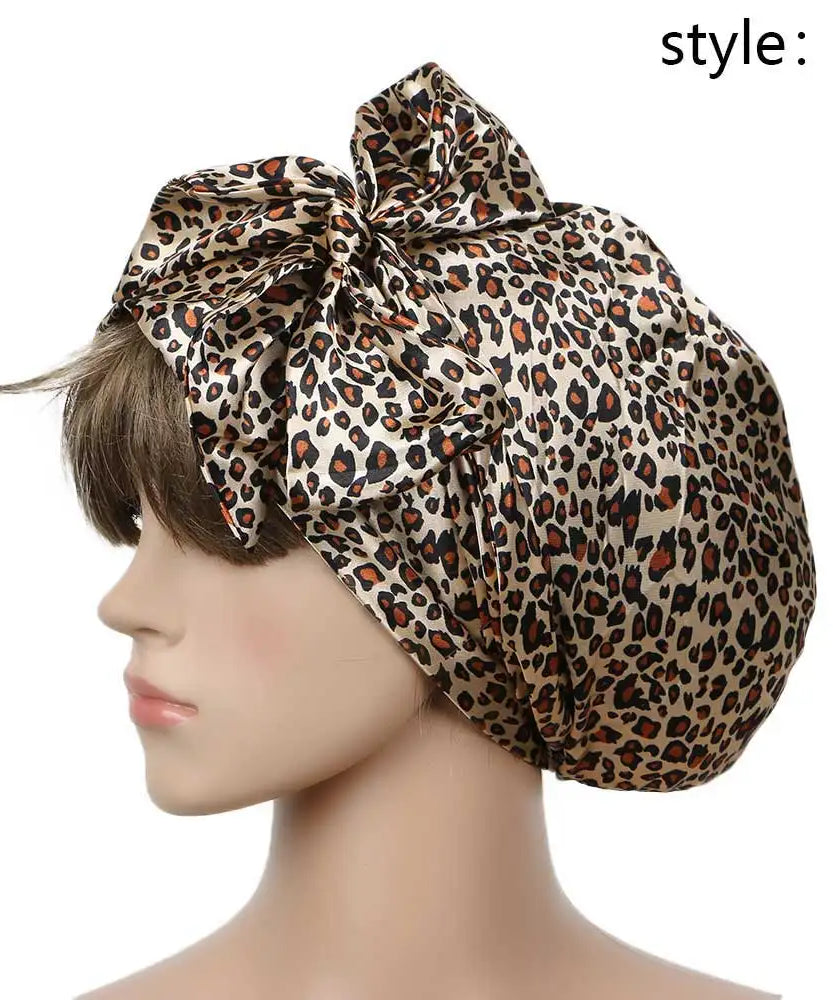 Women Fashion Sleeping Bonnet Cap Soft Pure Silk Sleep Hats Hair Care Wrap Female Night Cap 10 kinds of color