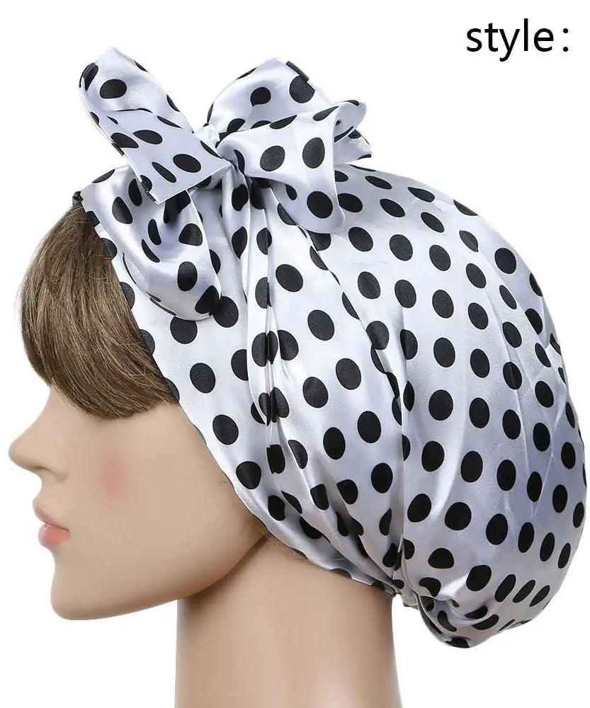 Women Fashion Sleeping Bonnet Cap Soft Pure Silk Sleep Hats Hair Care Wrap Female Night Cap 10 kinds of color