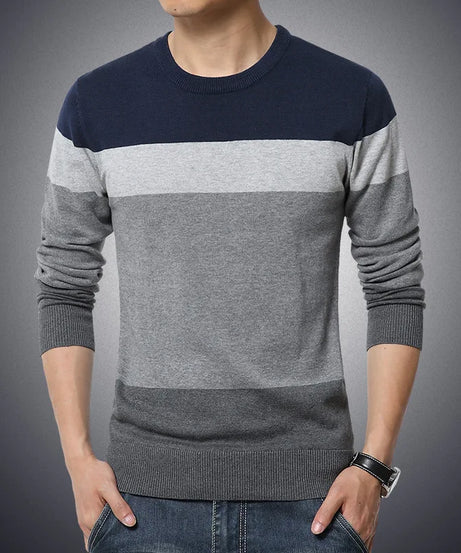 2025 Autumn Casual Men's Sweater O-Neck Striped Slim Fit Knittwear Mens Sweaters Pullovers Pullover Men Pull Homme M-4XL