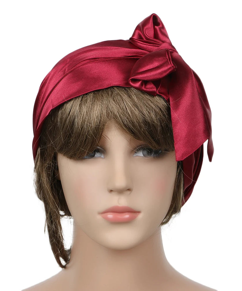 Women Fashion Sleeping Bonnet Cap Soft Pure Silk Sleep Hats Hair Care Wrap Female Night Cap 10 kinds of color