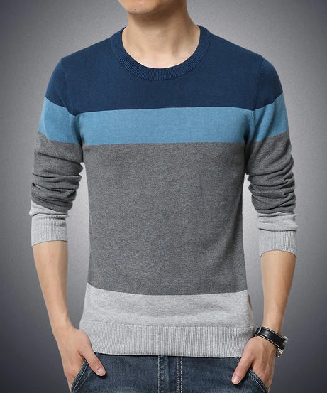 2025 Autumn Casual Men's Sweater O-Neck Striped Slim Fit Knittwear Mens Sweaters Pullovers Pullover Men Pull Homme M-4XL
