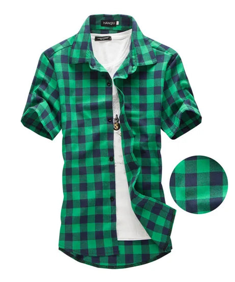 Red And Black Plaid Shirt Men Shirts 2025 New Summer Fashion Chemise Homme Mens Checkered Shirts Short Sleeve Shirt Men Blouse