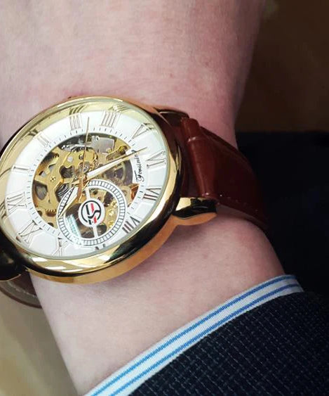 Forsining 3d Logo Design Hollow Engraving Black Golden Case Leather Skeleton Mechanical Watches Men Luxury Brand Heren Horloge