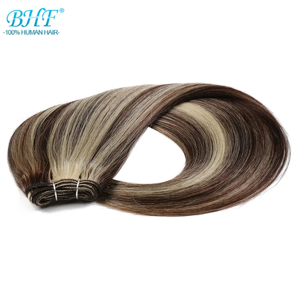 BHF 100% Human Hair Weaves Straight Russian Remy Natural Hair Weft 1piece 100g Black Brown Blonde Color Human Hair Extensions