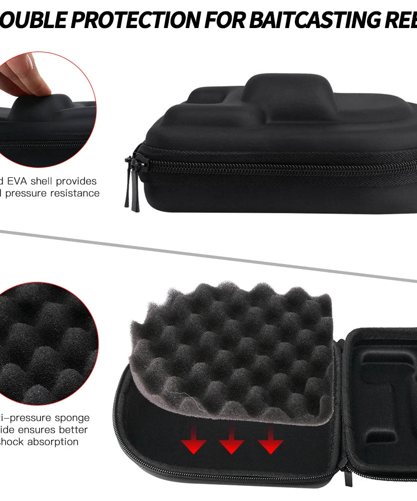 Fishing Reel Protective Case Water Resistant Hard EVA Box Pouch Built-in Anti-Pressure Sponge Baitcasting Wheel Bag Accessories