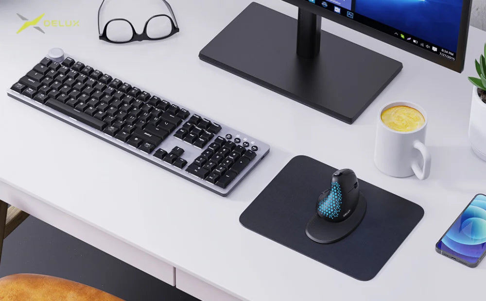 Delux Seeker M618XSD Ergonomic Vertical Mouse OLED Screen USB Wireless+BT 5.0  Rechargeable 1000hz Berichtsrate For PC Laptop