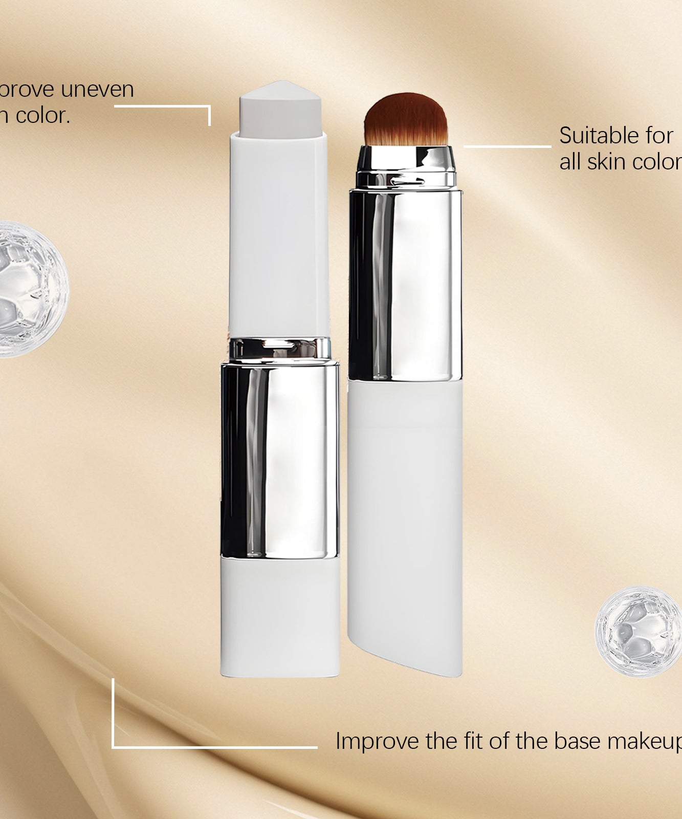 2-in-1 Color-Changing Foundation Liquid Stick Lasting Concealer Lightweight Moisturizing Brightening Matte Natural Base Makeup