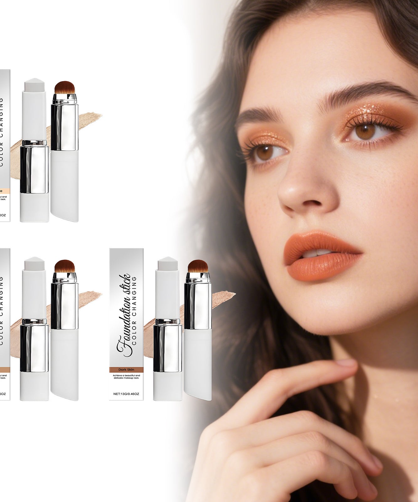 2-in-1 Color-Changing Foundation Liquid Stick Lasting Concealer Lightweight Moisturizing Brightening Matte Natural Base Makeup