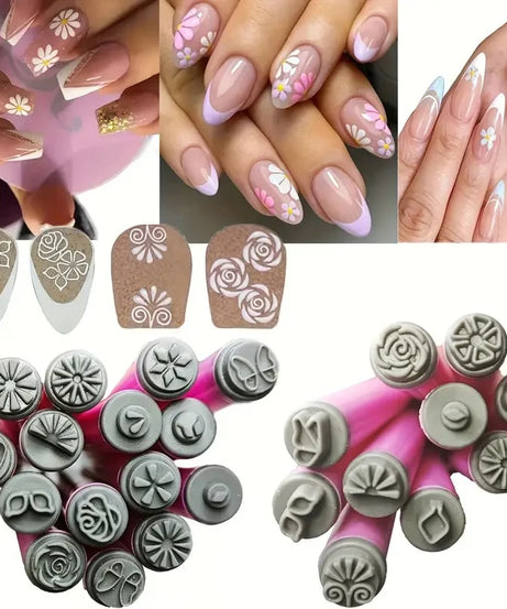 4/6/10Pcs Set Nail Art Stamp Pen DIY Floral Butterfly Nail Graffiti Nail Dotting Tools Polishing Painting Drawing Manicure Tools