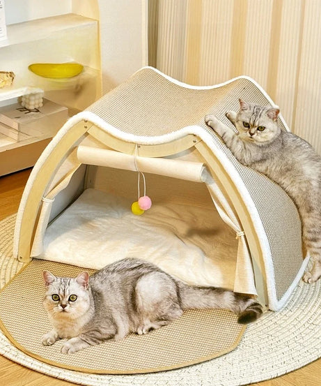 Warmth Enclosed Wooden  Scratching Board Large Villa Sle  House for All Seasons Indoor Pet elter  Tent Dog Bed