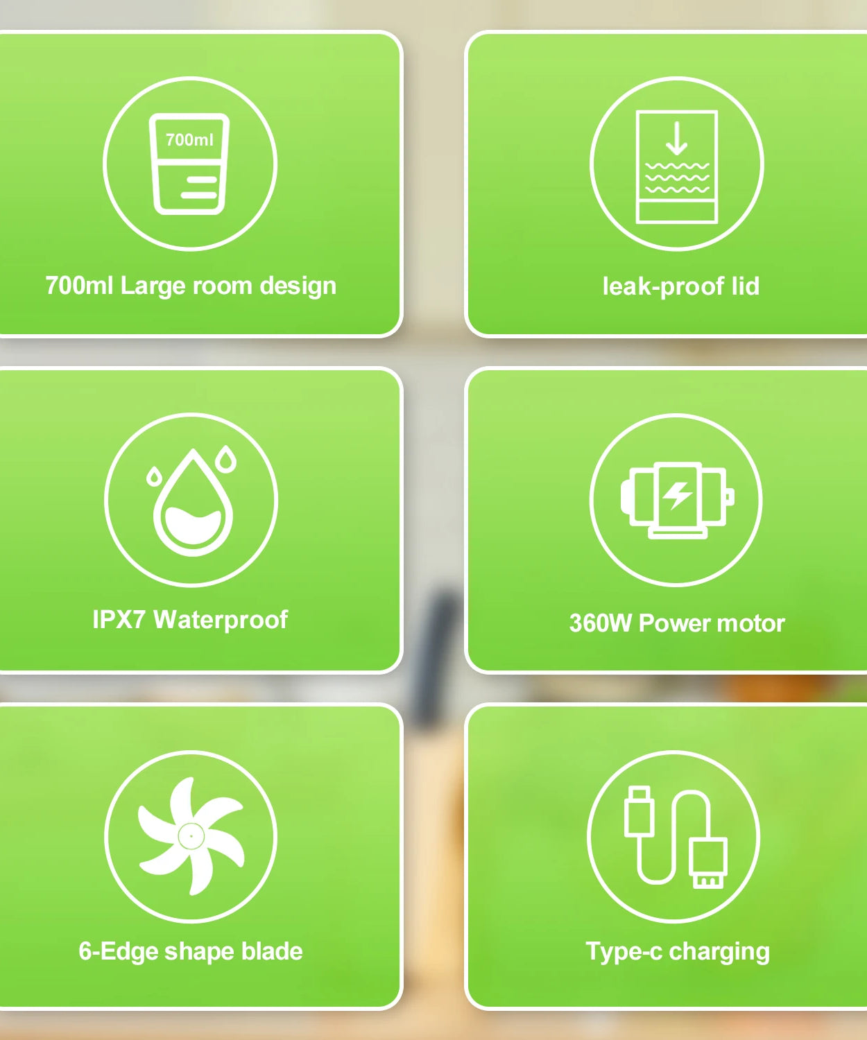 Electric Portable Juicer Fresh Fruit Mixer 700ML Multifunctional USB Rechargeable Shakes Smoothie Blender Outdoor Mixing Cup