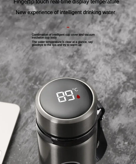 800ML-1L Stainless Steel Thermos Bottle 304 Tea Bottle Car Vacuum Bottle with LED Temperature Display Portable Drinking Cup