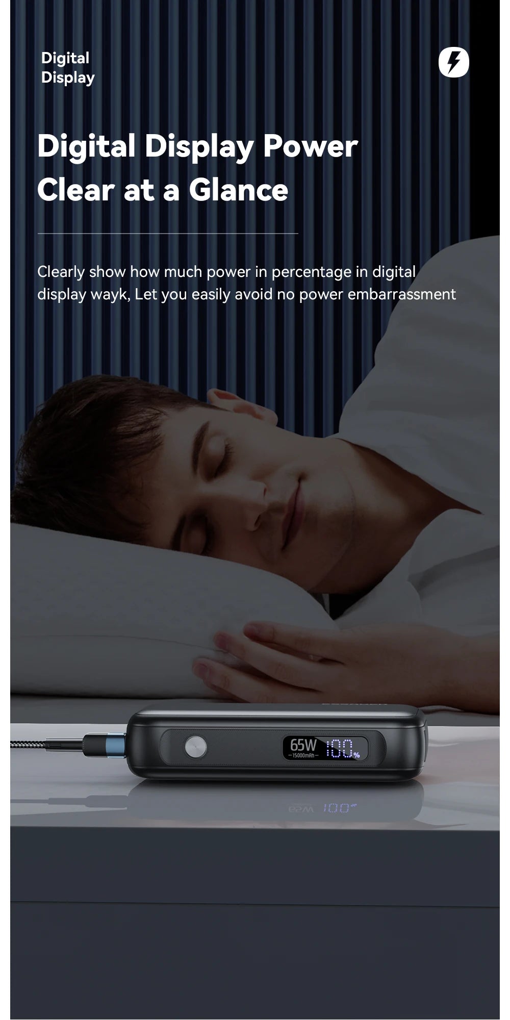 Essager Power Bank Portable 15000mAh in With USB C Cable External Spare Battery Pack for iPhone iPad Macbook 65W Fast Charger