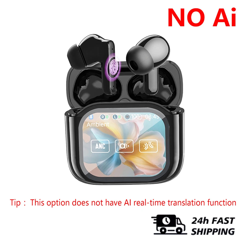 Real Time Translators Headphones with Touch Screen 144 Languages Translation Bluetooth 5.4 Earbuds Noise Cancelling Headset