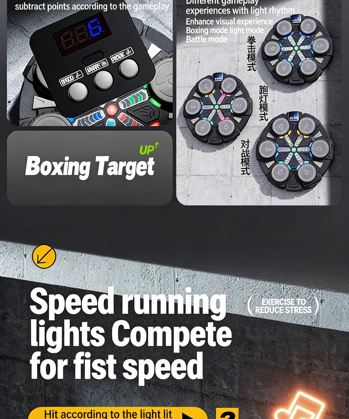 Rhythm Box Music Boxing Target Interactive Exercise Equipment with Light Response for Stress Relief And Coordination Training fo