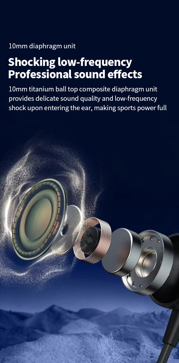 MZYMI BS09 Neckband Earbuds Wireless Bluetooth5.3 Noise Reduction Headphones HiFi Stereo Earphones Waterproof Headset With Mic