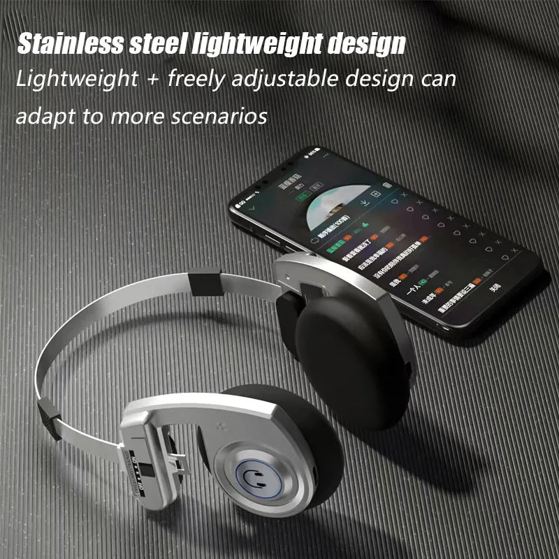 Retro Wireless Bluetooth Headphones with Stereo Microphone HIFI Sound Foldable Noise Cancelling Headsets for Music & Gaming