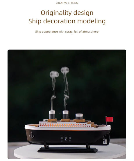 250ml Titanic Ship Model Decoration Air Humidifier Essential Oil Diffuser Jellyfish Smoke Ring Spray Aroma Diffuser For Home