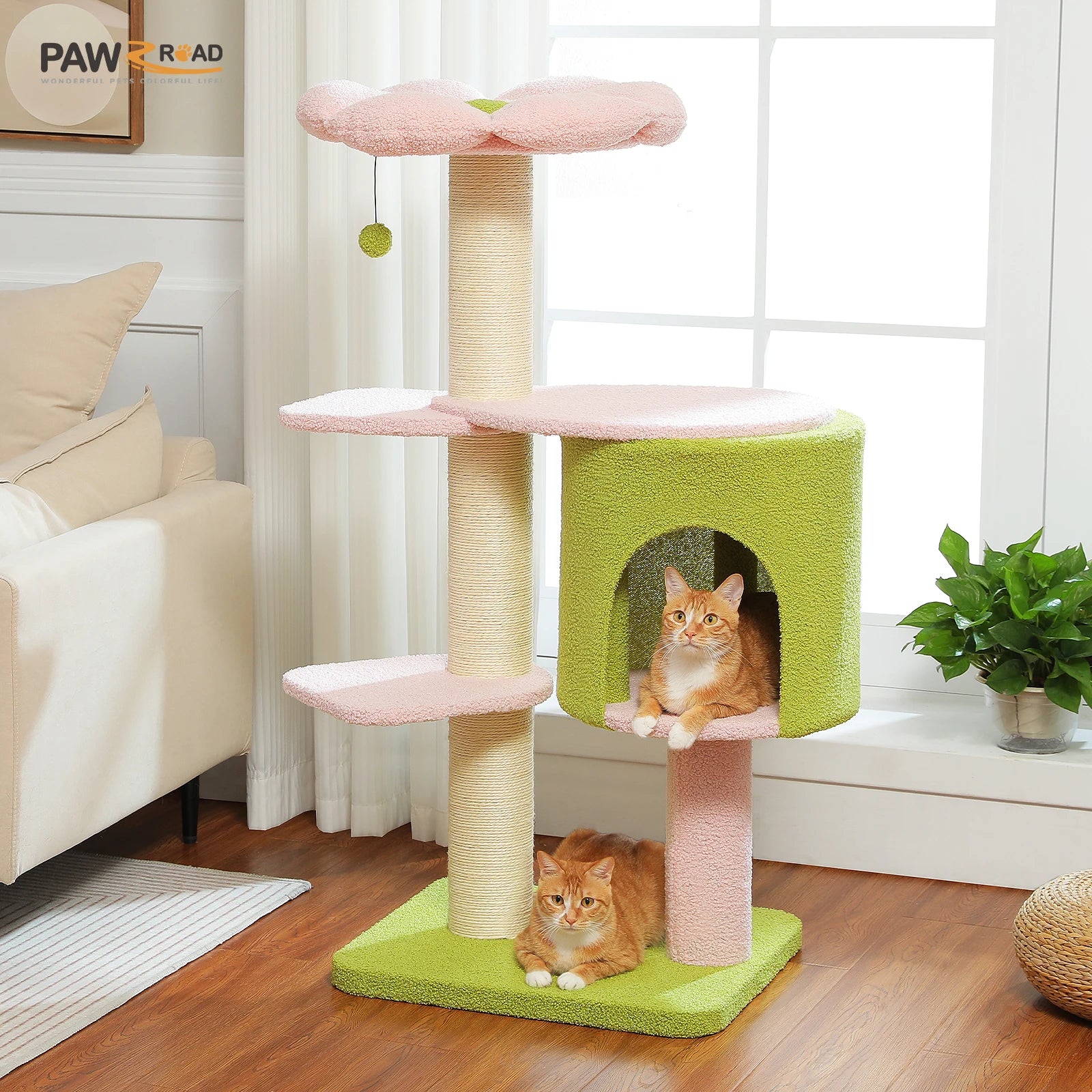 Large Cat Tree with Thick Scratching Posts, Heavy-Duty Cat Tree for Large Adult Cats, Spacious Cat Condo for Big Cats, Cat Toys