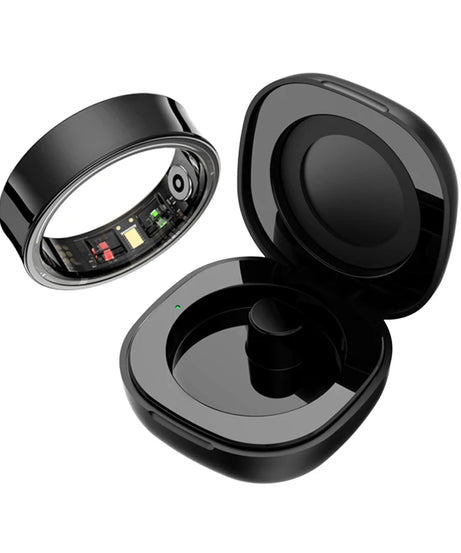 R09 Smart Ring Men Women with Charging Case,Heart Rate Blood Oxygen,Skin Temperature Monitor,5ATM Waterproof For Android iOS