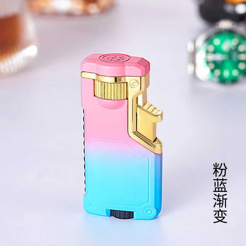Dropshipping VIP Link Creative Three-color Flame Metal Gradient Inflatable Lighter Flame Switching Cool Windproof Torch Lighter