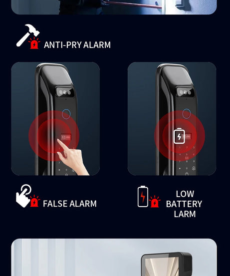 3D Real-time Intercom Face Recognition Digital Door Lock With Camera FIngerprint Password Unlock Keyless Electronic Door Lock