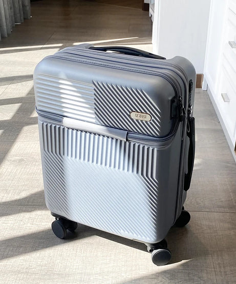 New front opening boarding suitcase men women 20/24/26 inch lightweight trolley travel luggage fashion USB charging luggage