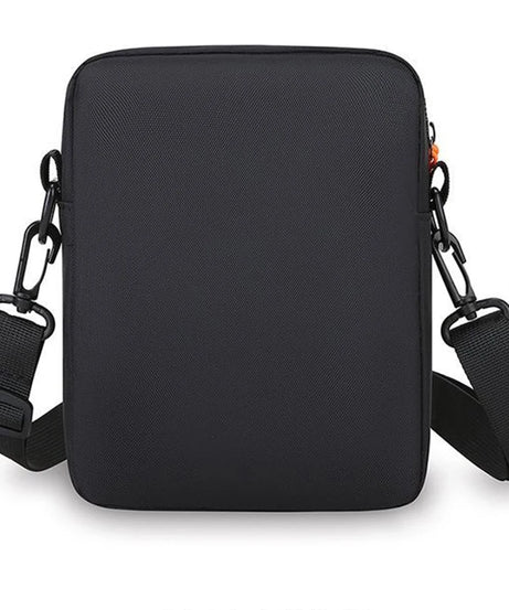 Men's single-shoulder cross-body bag with multi-layer zippers, trendy color contrast, and casual messenger style bag