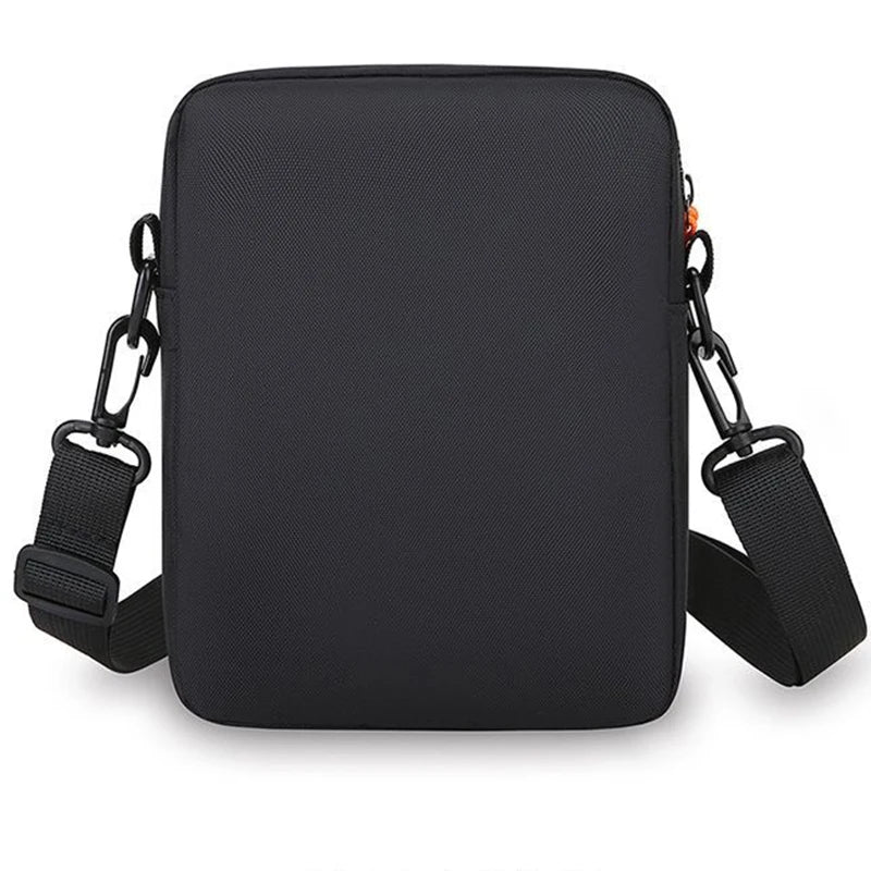 Men's single-shoulder cross-body bag with multi-layer zippers, trendy color contrast, and casual messenger style bag