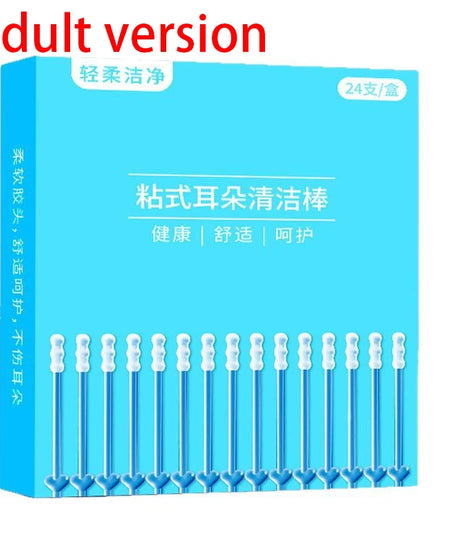 24Pcs/Box Silicone EarWax Remover Sticky Ear Picks Disposable Adhesive Earpick S/L Reusable Ear Cleaner for Kids & Adults