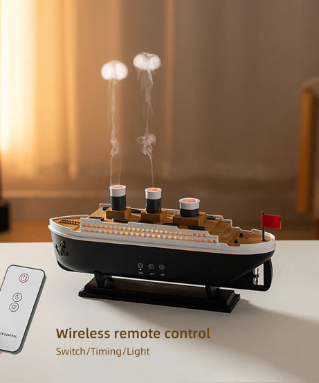 250ml Titanic Ship Model Decoration Air Humidifier Essential Oil Diffuser Jellyfish Smoke Ring Spray Aroma Diffuser For Home