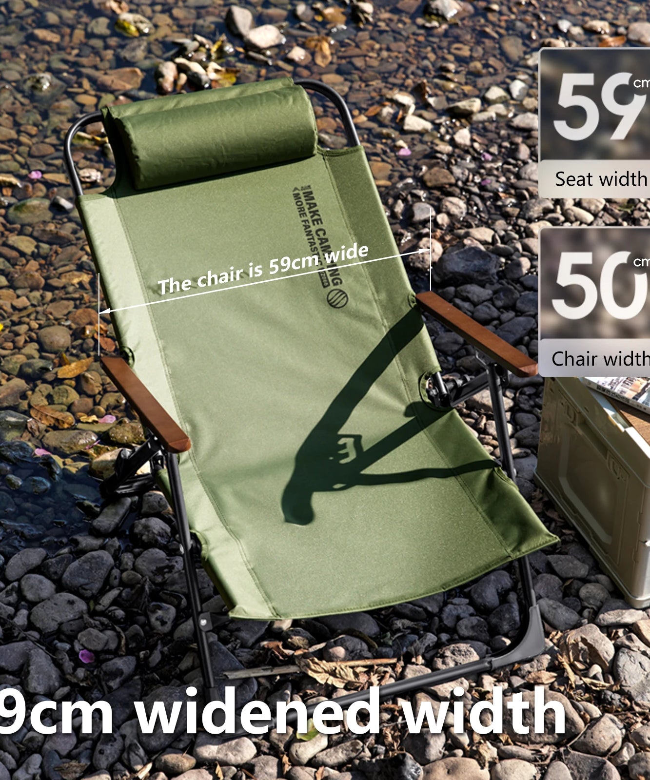 BSWOLF Camping Folding Chair Adjustable Armrest Portable Relaxing Chair With Detachable Pillow for Beach Travel Hiking