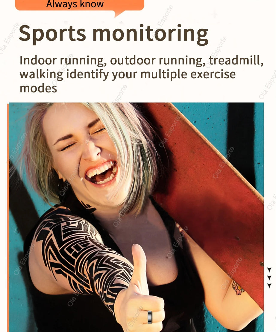 2025 New Smart Ring Men Women, Heart Rate Blood Oxygen and Sleep Monitor Smartring IP68 & 5ATM Waterproof, Multi-sport Mode Ring