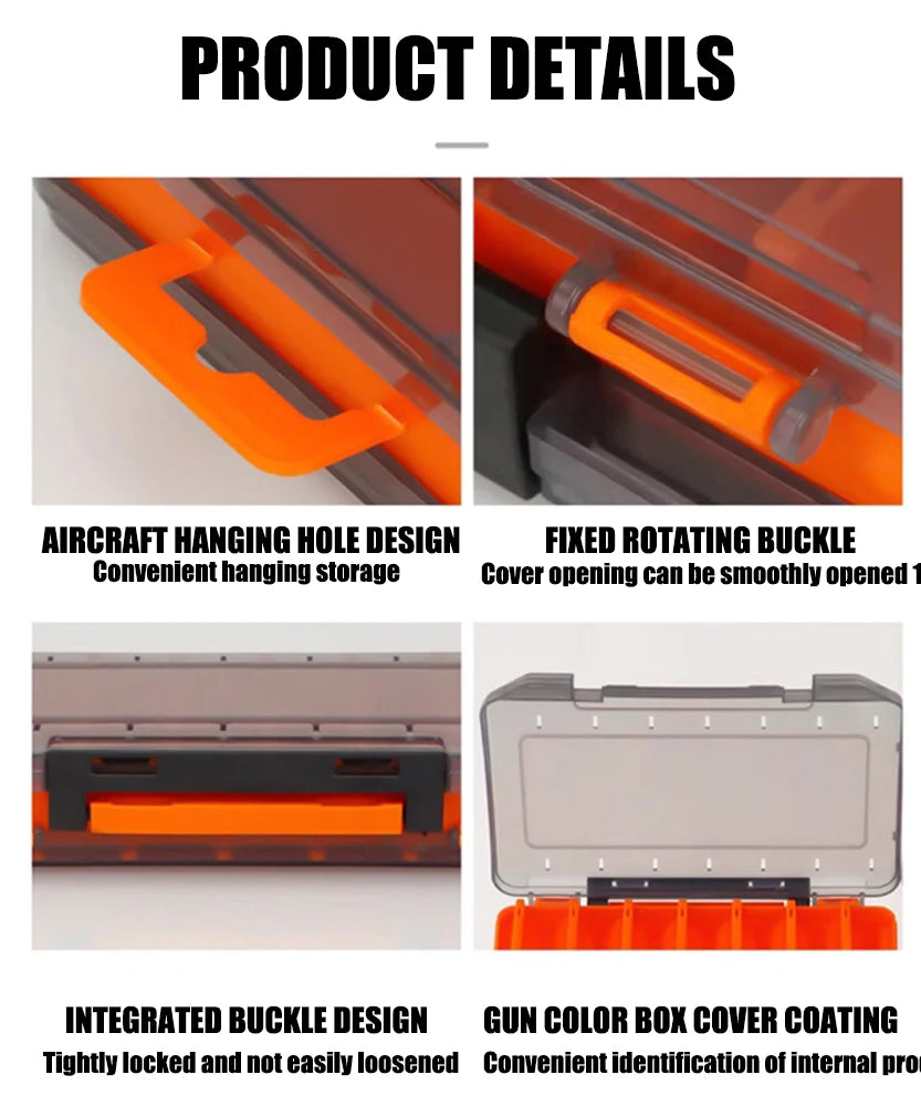 Fishing Tackle Box 14 Compartments Fishing Accessories Lure Hook Storage Case Double Sided Fishing Tool Organizer Boxes