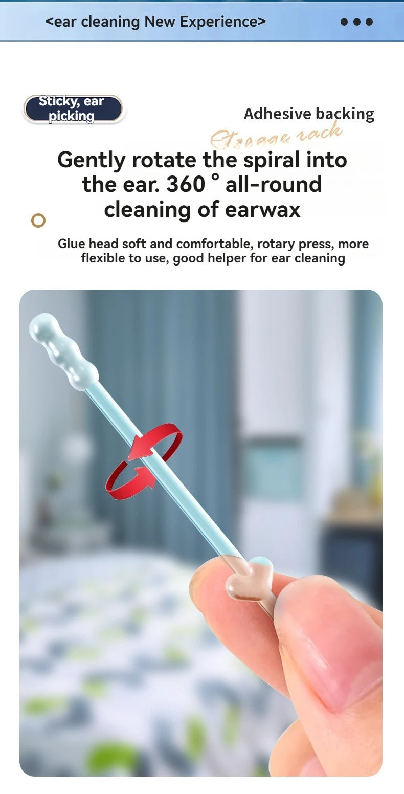 24Pcs/Box Silicone EarWax Remover Sticky Ear Picks Disposable Adhesive Earpick S/L Reusable Ear Cleaner for Kids & Adults