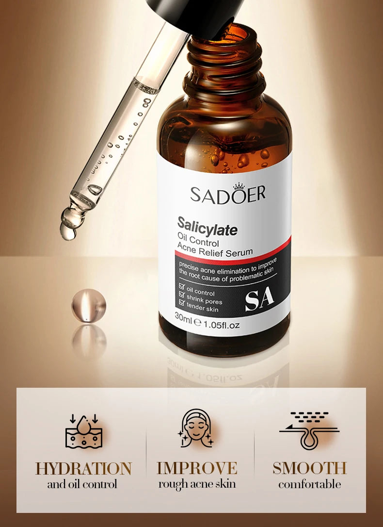 1/3pcs SADOER Salicylic Acid Centella Asiatica Hyaluronic Acid Serum for Face Moisturizing Hydrating Facial Essence 30ml