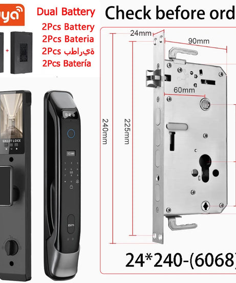 3D Real-time Intercom Face Recognition Digital Door Lock With Camera FIngerprint Password Unlock Keyless Electronic Door Lock