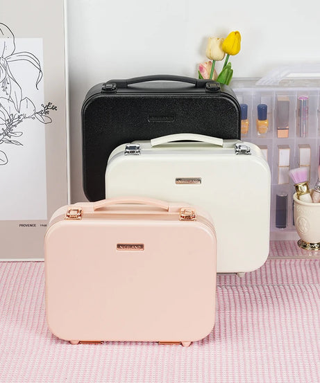 Portable Makeup Organizer Box with LED Light & Mirror – Travel-Friendly Cosmetic Train Case for Brushes box