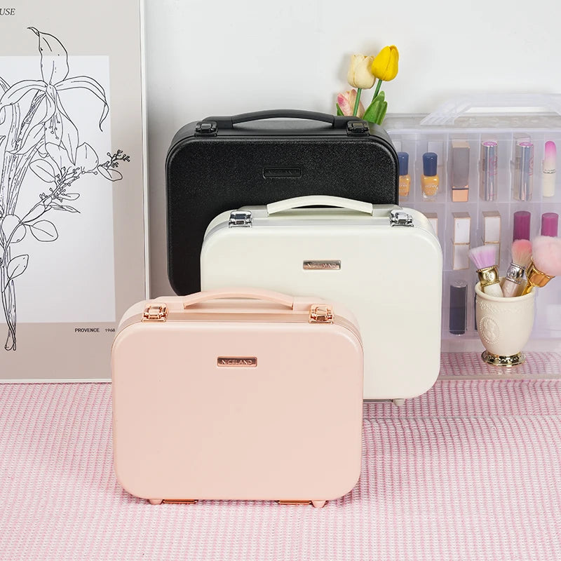 Portable Makeup Organizer Box with LED Light & Mirror – Travel-Friendly Cosmetic Train Case for Brushes box