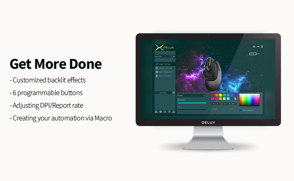 Delux Seeker M618XSD Ergonomic Vertical Mouse OLED Screen USB Wireless+BT 5.0  Rechargeable 1000hz Berichtsrate For PC Laptop