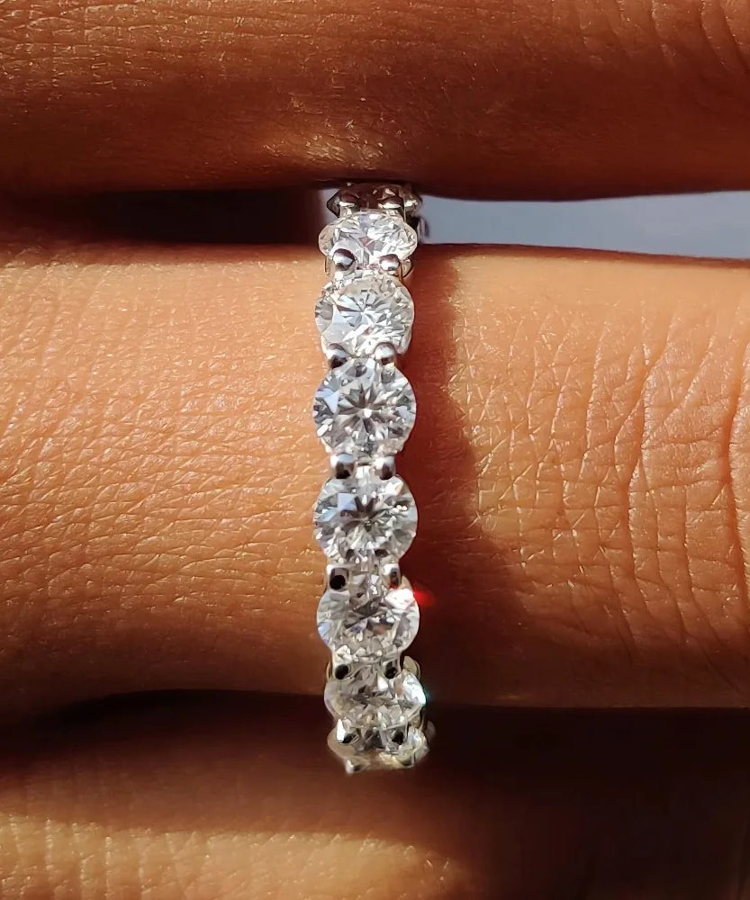 FEOBUR 7ct 5mm D Color Moissanite Ring with Certificate Women S925 Sterling Silver Full Diamond Wedding Eternity Band Jewelry