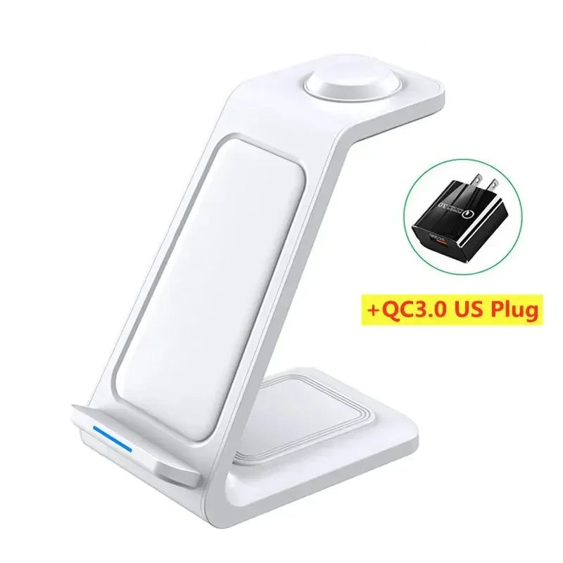 3 In 1 Wireless Charger Stand 30W Fast Charging Station for iPhone 16 15 14 13 12 11 iWatch 10/9/8/7 Ultra Airpods Phone Holder